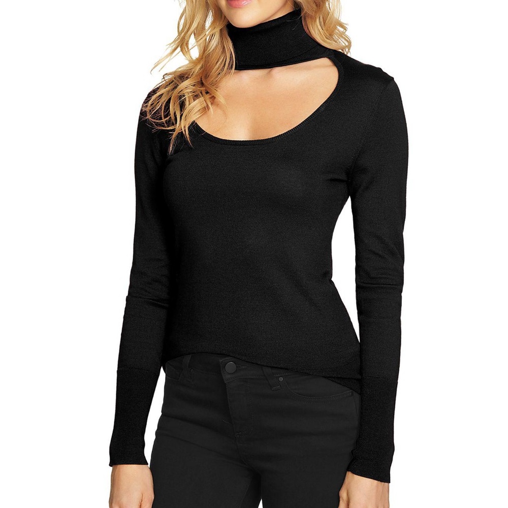 WOMEN’S 1.STATE TURTLENECK SCOOP CUTOUT SWEATER